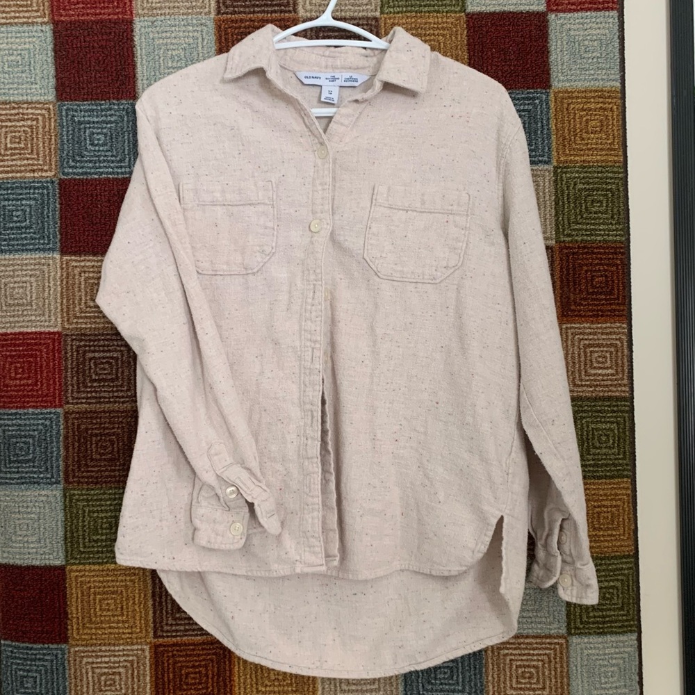 Old navy cream and colour speckled button up shirt